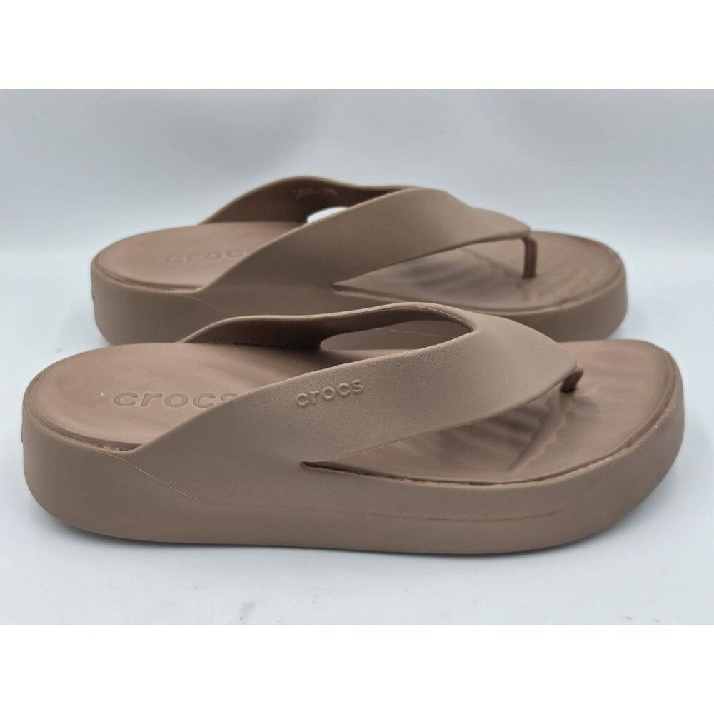 Crocs Getaway Platform Flip Flop Sandal Latte Women’s Size 10 Tan Summer Beach